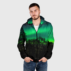 Ветровка с капюшоном мужская Северное сияние, цвет: 3D-черный — фото 2