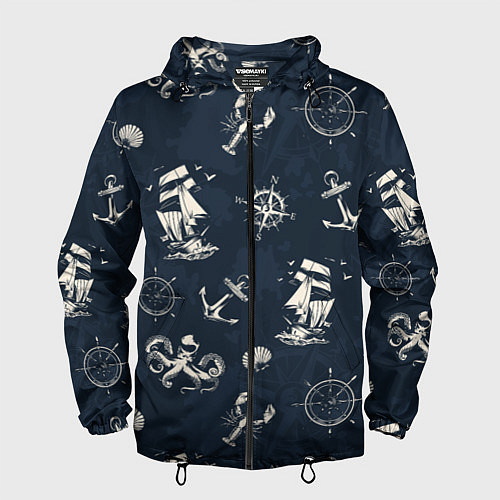 Мужская ветровка Nautical art / 3D-Черный – фото 1