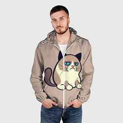 Ветровка с капюшоном мужская Великий Grumpy Cat, цвет: 3D-белый — фото 2