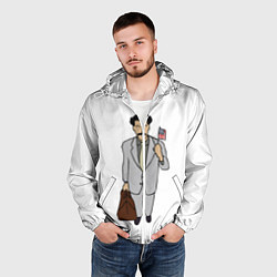 Ветровка с капюшоном мужская Борат, цвет: 3D-белый — фото 2