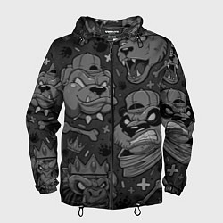 Ветровка с капюшоном мужская CRAZY ANIMALS, цвет: 3D-черный