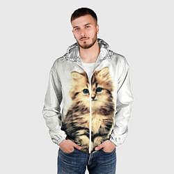 Ветровка с капюшоном мужская Котёнок, цвет: 3D-белый — фото 2