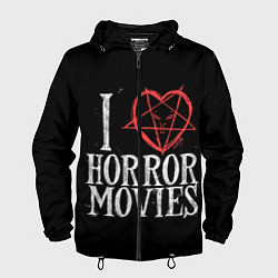 Ветровка с капюшоном мужская I Love Horror Movies, цвет: 3D-черный