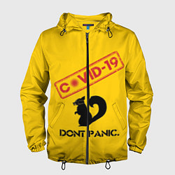 Ветровка с капюшоном мужская Dont Panic covid-19, цвет: 3D-черный