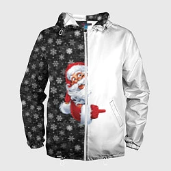 Ветровка с капюшоном мужская Дедушка Мороз, цвет: 3D-белый