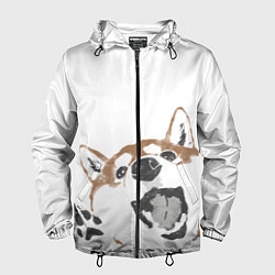 Ветровка с капюшоном мужская Shiba Inu, цвет: 3D-черный