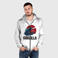 Ветровка с капюшоном мужская Годзилла, цвет: 3D-черный — фото 2