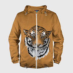 Ветровка с капюшоном мужская Тигр, цвет: 3D-белый