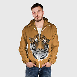 Ветровка с капюшоном мужская Тигр, цвет: 3D-белый — фото 2