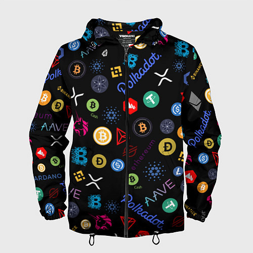 Мужская ветровка ЛОГОТИПЫ КРИПТОВАЛЮТ Z / 3D-Черный – фото 1