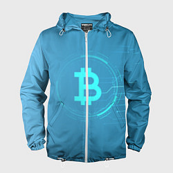 Ветровка с капюшоном мужская Bitcoin, цвет: 3D-белый