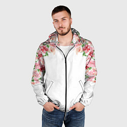 Ветровка с капюшоном мужская Цветы, цвет: 3D-черный — фото 2