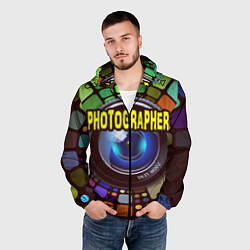 Ветровка с капюшоном мужская Фотограф и объектив, цвет: 3D-черный — фото 2