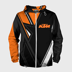 Ветровка с капюшоном мужская KTM КТМ, цвет: 3D-белый