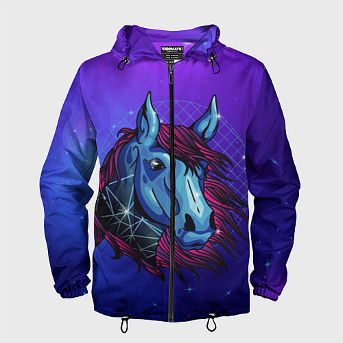 Мужская ветровка Retrowave Neon Horse / 3D-Черный – фото 1