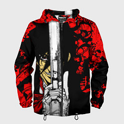 Ветровка с капюшоном мужская Алукард - Хеллсинг, цвет: 3D-черный