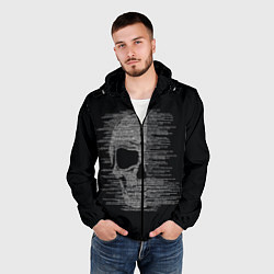 Ветровка с капюшоном мужская Череп из текста, цвет: 3D-черный — фото 2