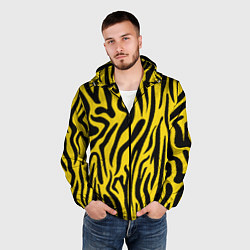 Ветровка с капюшоном мужская Тигровые полоски, цвет: 3D-черный — фото 2