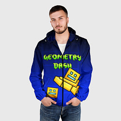 Ветровка с капюшоном мужская Geometry Dash, цвет: 3D-черный — фото 2
