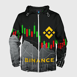 Ветровка с капюшоном мужская BINANCE БИНАНС ГРАФИК, цвет: 3D-белый