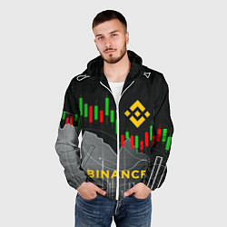 Ветровка с капюшоном мужская BINANCE БИНАНС ГРАФИК, цвет: 3D-белый — фото 2