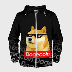 Ветровка с капюшоном мужская DOGECOIN DOGE ДОГИКОИН, цвет: 3D-белый