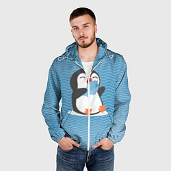 Ветровка с капюшоном мужская Пингвин, цвет: 3D-белый — фото 2