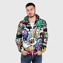Ветровка с капюшоном мужская Граффити, цвет: 3D-белый — фото 2