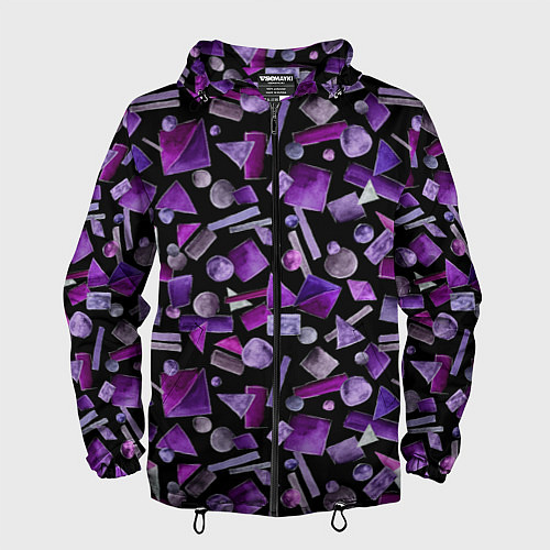 Мужская ветровка Геометрический фиолетовый / 3D-Черный – фото 1