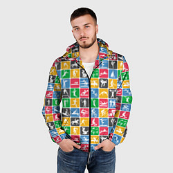 Ветровка с капюшоном мужская СПОРТ, цвет: 3D-черный — фото 2