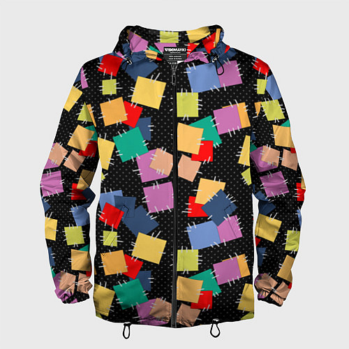 Мужская ветровка Заплатки на черном фоне / 3D-Черный – фото 1