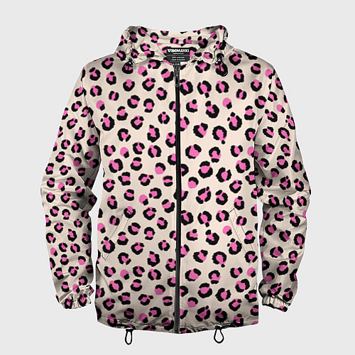 Мужская ветровка Леопардовый принт розовый / 3D-Черный – фото 1