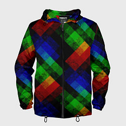 Ветровка с капюшоном мужская Разноцветный мраморный узор, цвет: 3D-черный