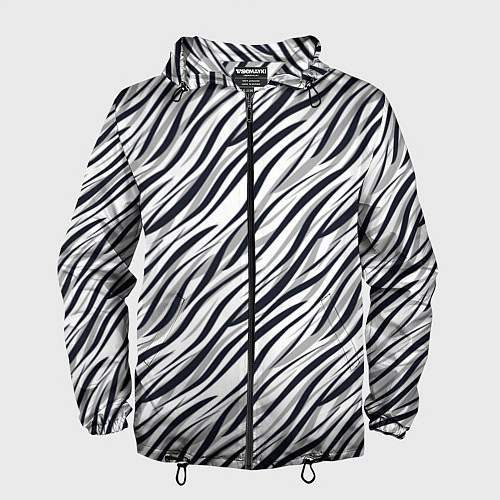 Мужская ветровка Черно-белый полосатый тигровый / 3D-Черный – фото 1