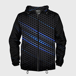 Ветровка с капюшоном мужская СТАЛЬНАЯ СЕТКА НЕОН STEEL MESH NEON, цвет: 3D-черный