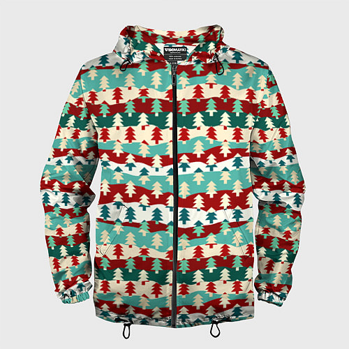 Мужская ветровка Ёлочки новогодний дизайн / 3D-Черный – фото 1