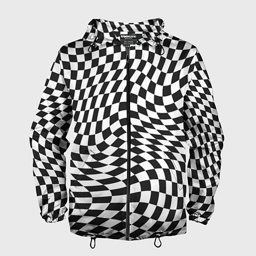 Мужская ветровка Черно-белая клетка Black and white squares / 3D-Черный – фото 1