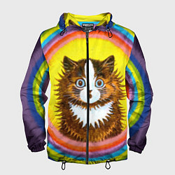 Ветровка с капюшоном мужская Радужный кот Луиса Уэйна, цвет: 3D-черный