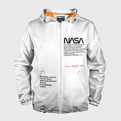 Ветровка с капюшоном мужская NASA БЕЛАЯ ФОРМА, цвет: 3D-белый