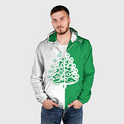 Ветровка с капюшоном мужская Зелёная Ёлочка, цвет: 3D-белый — фото 2