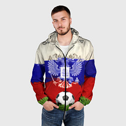 Ветровка с капюшоном мужская Российский футбол, цвет: 3D-черный — фото 2