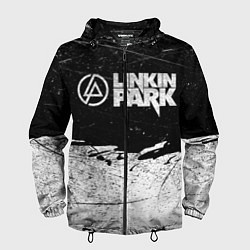 Ветровка с капюшоном мужская Линкин Парк Лого Рок ЧБ Linkin Park Rock, цвет: 3D-черный