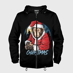 Ветровка с капюшоном мужская CHRISTMAS обезьяна, цвет: 3D-черный