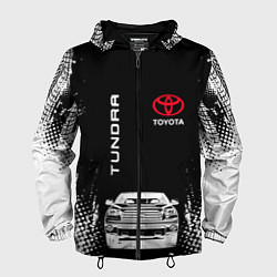 Ветровка с капюшоном мужская Toyota Tundra Следы шин, цвет: 3D-черный