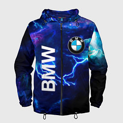Ветровка с капюшоном мужская BMW Синяя молния, цвет: 3D-черный