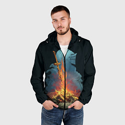 Ветровка с капюшоном мужская Witcher 3 костер, цвет: 3D-черный — фото 2