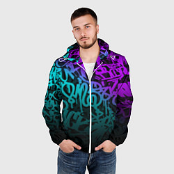 Ветровка с капюшоном мужская НЕОНОВОЕ ГРАФФИТИ NEON, цвет: 3D-белый — фото 2