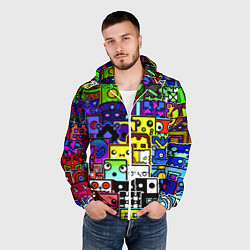 Ветровка с капюшоном мужская Geometry Dash: All Skins, цвет: 3D-белый — фото 2