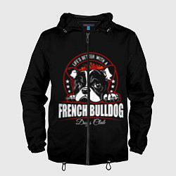 Ветровка с капюшоном мужская Французский Бульдог French Bulldog, цвет: 3D-черный