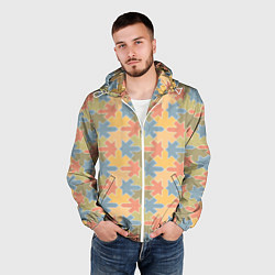 Ветровка с капюшоном мужская Лисья в фоне, цвет: 3D-белый — фото 2